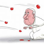 Папу Римского забросали помидорами за великую Россию на карикатуре