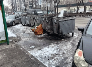 Баки для мусора выехали на дорогу. Им так нужно