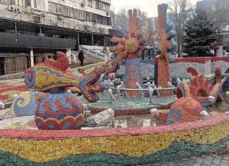 Рыбки плещутся в фонтане